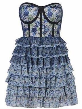 chinese dress ladies Truth Be Told Blue Floral Tiered Maxi Dress Curve Blue-Cream / 3X by Sugarlips main image 1
